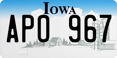 IA license plate APO967