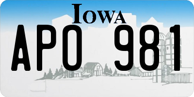 IA license plate APO981