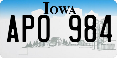 IA license plate APO984