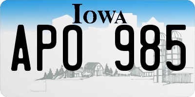 IA license plate APO985