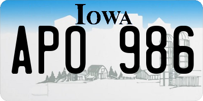 IA license plate APO986