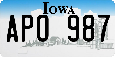 IA license plate APO987