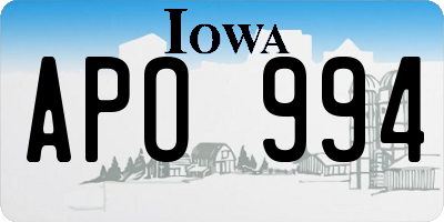 IA license plate APO994