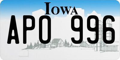 IA license plate APO996