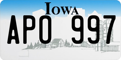 IA license plate APO997