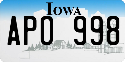 IA license plate APO998