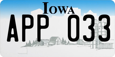 IA license plate APP033