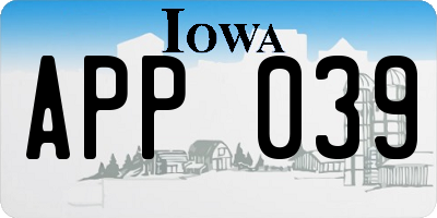 IA license plate APP039