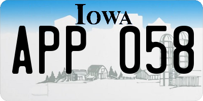 IA license plate APP058