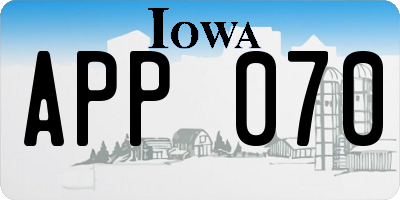 IA license plate APP070