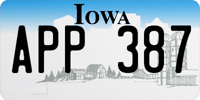 IA license plate APP387