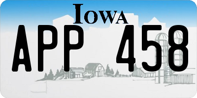 IA license plate APP458