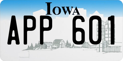IA license plate APP601