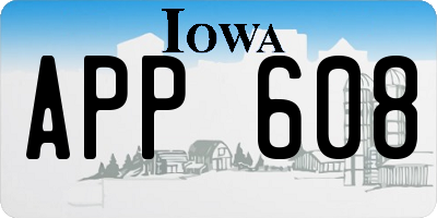 IA license plate APP608