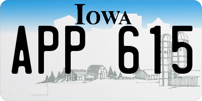 IA license plate APP615