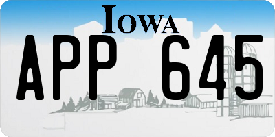 IA license plate APP645