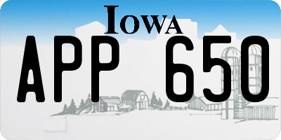 IA license plate APP650