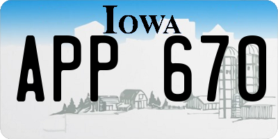IA license plate APP670