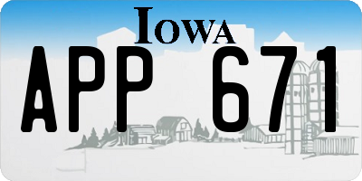IA license plate APP671