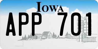 IA license plate APP701