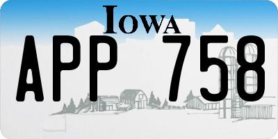 IA license plate APP758