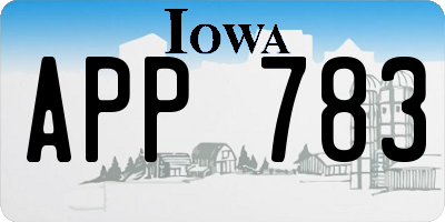 IA license plate APP783