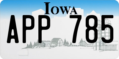IA license plate APP785