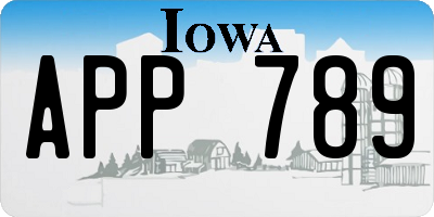 IA license plate APP789