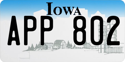IA license plate APP802