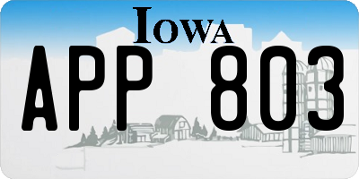 IA license plate APP803