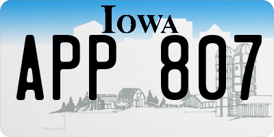 IA license plate APP807