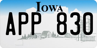 IA license plate APP830