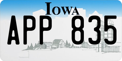 IA license plate APP835