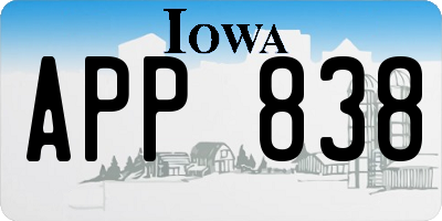 IA license plate APP838