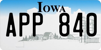 IA license plate APP840