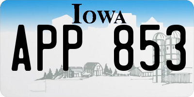 IA license plate APP853