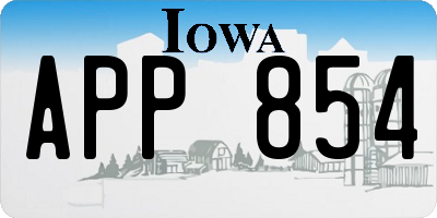 IA license plate APP854