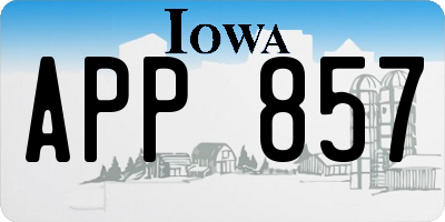 IA license plate APP857