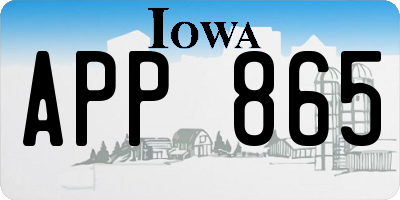IA license plate APP865