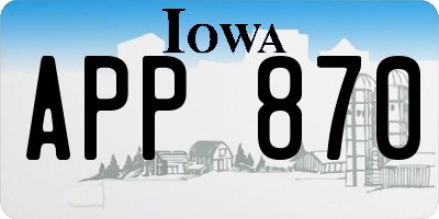 IA license plate APP870