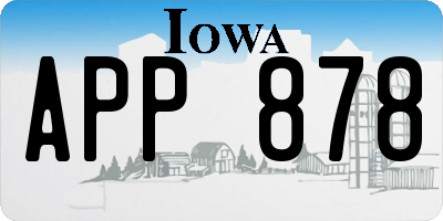IA license plate APP878
