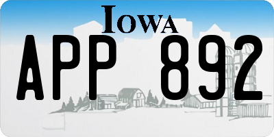 IA license plate APP892