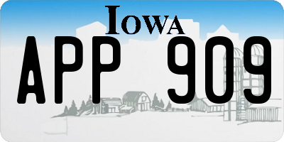 IA license plate APP909
