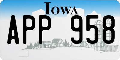 IA license plate APP958