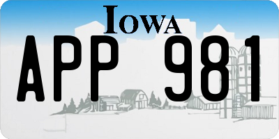 IA license plate APP981