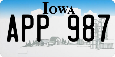 IA license plate APP987