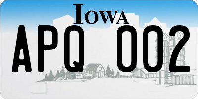 IA license plate APQ002
