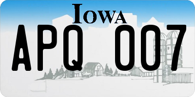 IA license plate APQ007