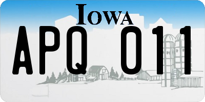 IA license plate APQ011