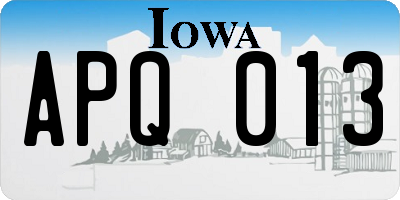 IA license plate APQ013